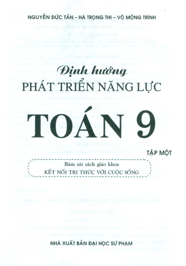 ĐỊNH HƯỚNG PHÁT TRIỂN NĂNG LỰC TOÁN LỚP 9 - TẬP 1 (Bám sát SGK Kết nối tri thức với cuộc sống)